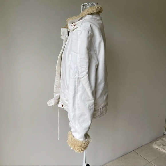 Joe’s denim full zip Sherpa jacket pockets cream ivory cotton size L - Picture 5 of 11